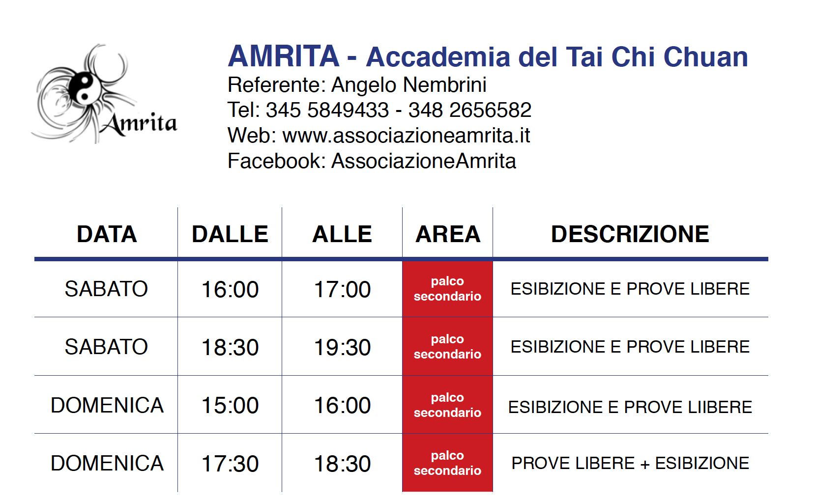 programma festa sport Sarnico Amrita